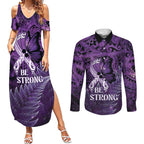 Lupus Awareness Month New Zealand Couples Matching Summer Maxi Dress and Long Sleeve Button Shirt Be Strong Warrior Maori Silver Fern