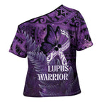 Lupus Awareness Month New Zealand Cross Shoulder Shirt Be Strong Warrior Maori Silver Fern