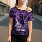 Lupus Awareness Month New Zealand Cross Shoulder Shirt Be Strong Warrior Maori Silver Fern