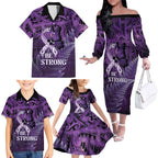 Lupus Awareness Month New Zealand Family Matching Off The Shoulder Long Sleeve Dress and Hawaiian Shirt Be Strong Warrior Maori Silver Fern