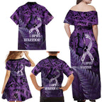 Lupus Awareness Month New Zealand Family Matching Off Shoulder Maxi Dress and Hawaiian Shirt Be Strong Warrior Maori Silver Fern