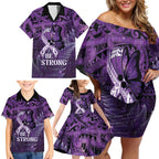 Lupus Awareness Month New Zealand Family Matching Off Shoulder Short Dress and Hawaiian Shirt Be Strong Warrior Maori Silver Fern