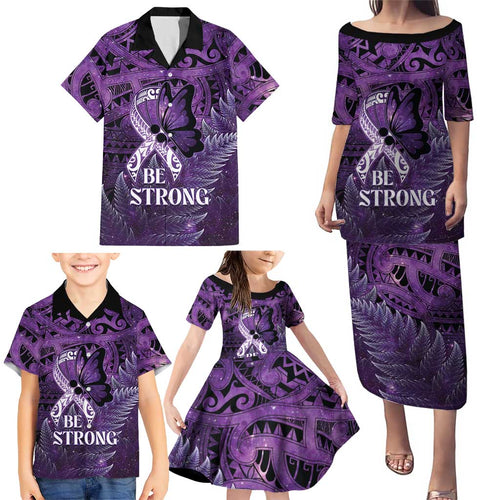 Lupus Awareness Month New Zealand Family Matching Puletasi and Hawaiian Shirt Be Strong Warrior Maori Silver Fern