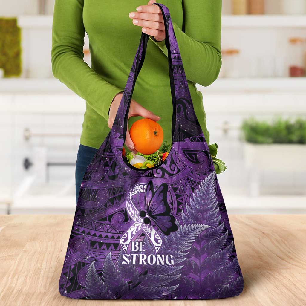 Lupus Awareness Month New Zealand Grocery Bag Be Strong Warrior Maori Silver Fern