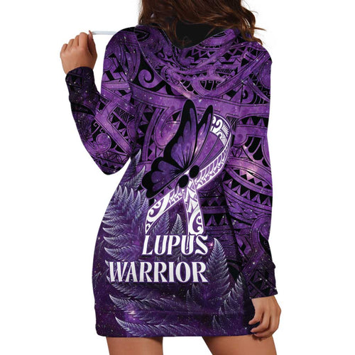 Lupus Awareness Month New Zealand Hoodie Dress Be Strong Warrior Maori Silver Fern