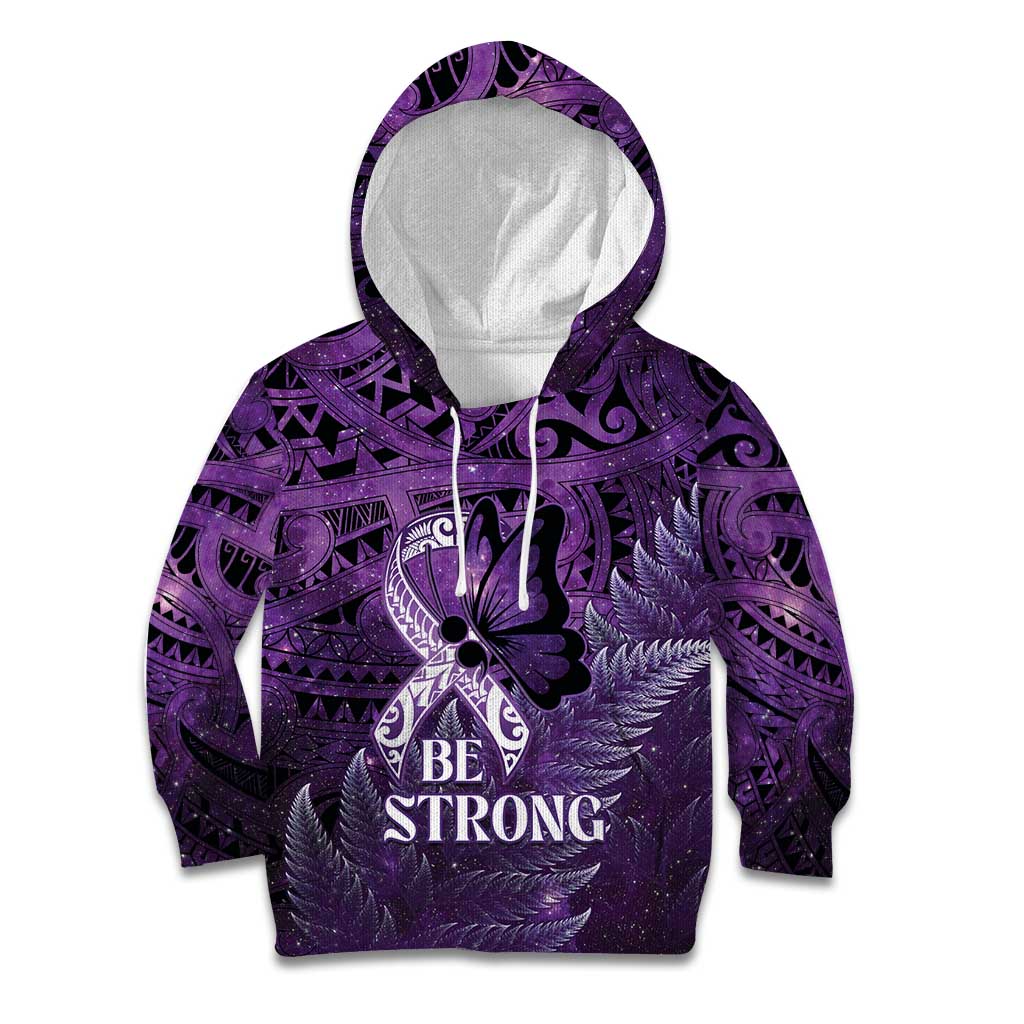 Lupus Awareness Month New Zealand Kid Hoodie Be Strong Warrior Maori Silver Fern