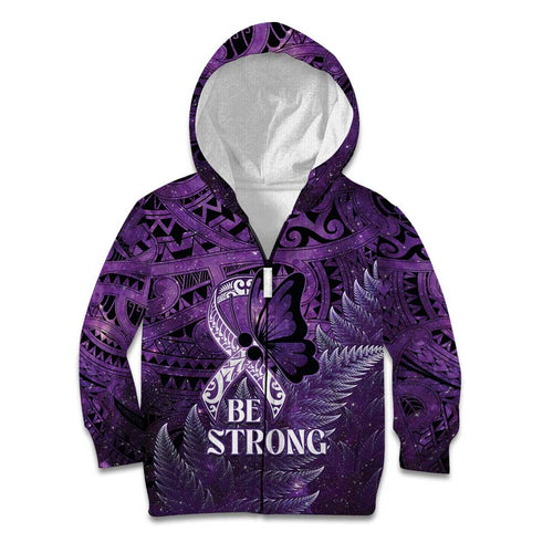 Lupus Awareness Month New Zealand Kid Hoodie Be Strong Warrior Maori Silver Fern