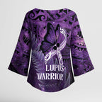 Lupus Awareness Month New Zealand Kimono Sleeve Blouse Be Strong Warrior Maori Silver Fern