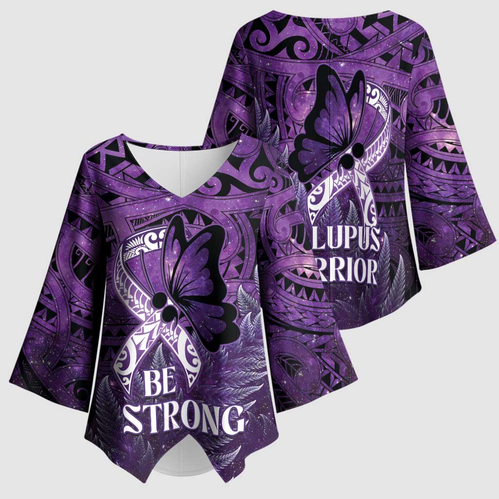 Lupus Awareness Month New Zealand Kimono Sleeve Blouse Be Strong Warrior Maori Silver Fern