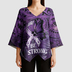 Lupus Awareness Month New Zealand Kimono Sleeve Blouse Be Strong Warrior Maori Silver Fern
