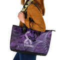 Lupus Awareness Month New Zealand Leather Tote Bag Be Strong Warrior Maori Silver Fern