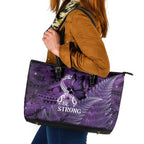 Lupus Awareness Month New Zealand Leather Tote Bag Be Strong Warrior Maori Silver Fern