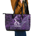 Lupus Awareness Month New Zealand Leather Tote Bag Be Strong Warrior Maori Silver Fern