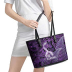 Lupus Awareness Month New Zealand Leather Tote Bag Be Strong Warrior Maori Silver Fern