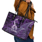 Lupus Awareness Month New Zealand Leather Tote Bag Be Strong Warrior Maori Silver Fern
