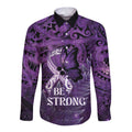 Lupus Awareness Month New Zealand Long Sleeve Button Shirt Be Strong Warrior Maori Silver Fern