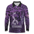 Lupus Awareness Month New Zealand Long Sleeve Polo Shirt Be Strong Warrior Maori Silver Fern