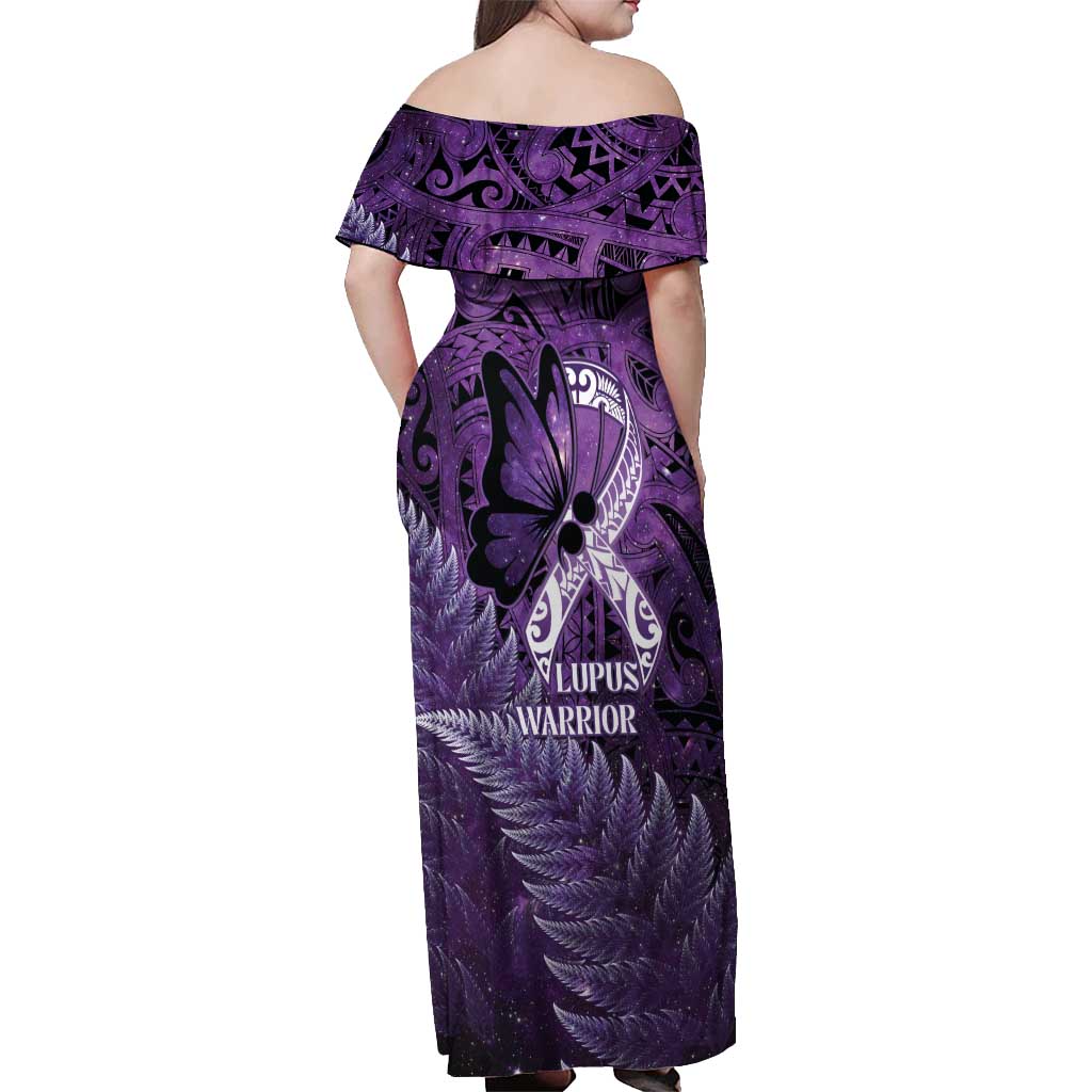 Lupus Awareness Month New Zealand Off Shoulder Maxi Dress Be Strong Warrior Maori Silver Fern