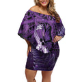 Lupus Awareness Month New Zealand Off Shoulder Short Dress Be Strong Warrior Maori Silver Fern