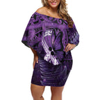 Lupus Awareness Month New Zealand Off Shoulder Short Dress Be Strong Warrior Maori Silver Fern
