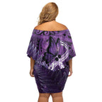 Lupus Awareness Month New Zealand Off Shoulder Short Dress Be Strong Warrior Maori Silver Fern