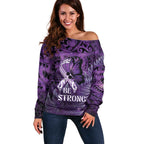 Lupus Awareness Month New Zealand Off Shoulder Sweater Be Strong Warrior Maori Silver Fern