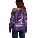 Lupus Awareness Month New Zealand Off Shoulder Sweater Be Strong Warrior Maori Silver Fern