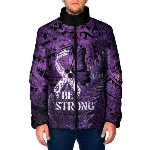 Lupus Awareness Month New Zealand Padded Jacket Be Strong Warrior Maori Silver Fern