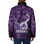 Lupus Awareness Month New Zealand Padded Jacket Be Strong Warrior Maori Silver Fern