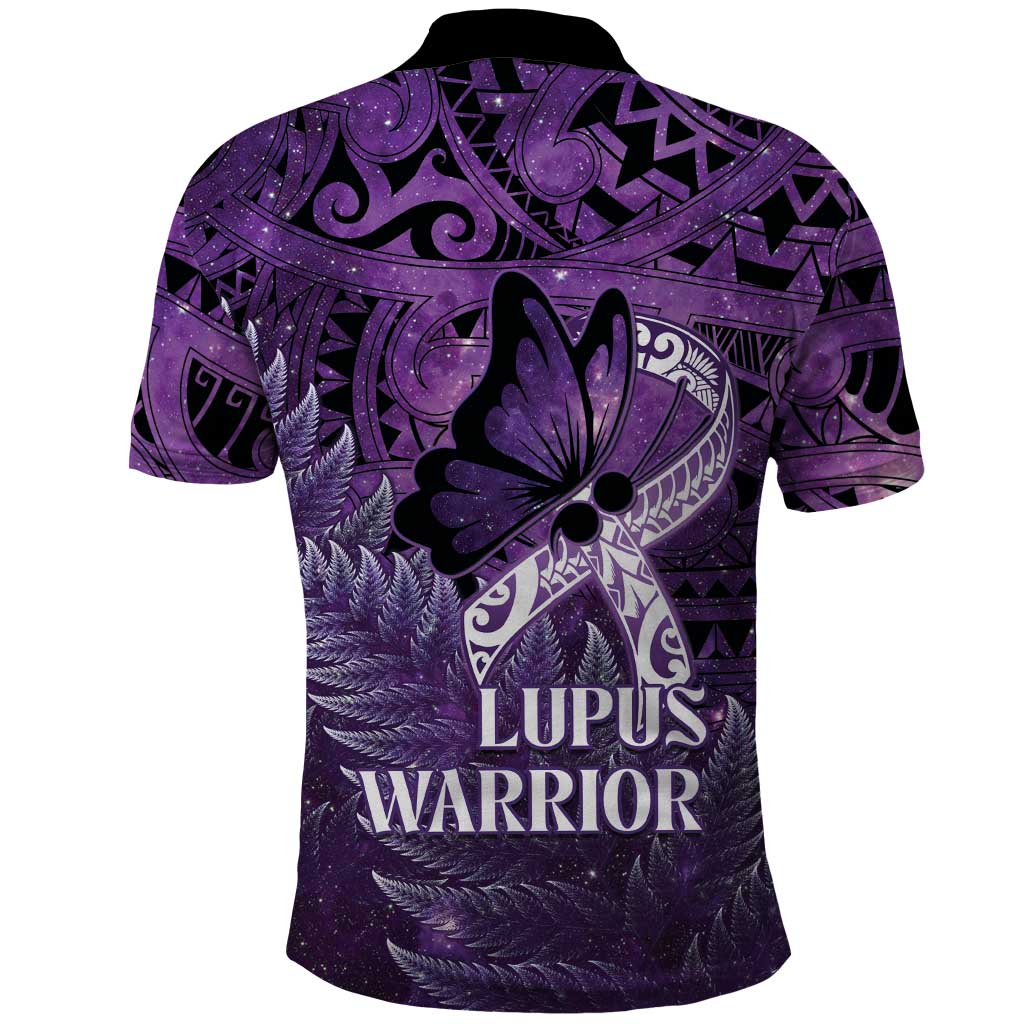 Lupus Awareness Month New Zealand Polo Shirt Be Strong Warrior Maori Silver Fern