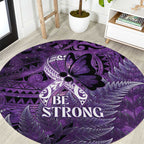 Lupus Awareness Month New Zealand Round Carpet Be Strong Warrior Maori Silver Fern