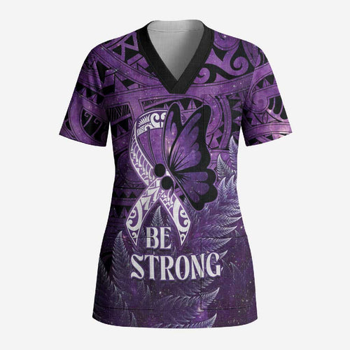 Lupus Awareness Month New Zealand Scrub Top Be Strong Warrior Maori Silver Fern