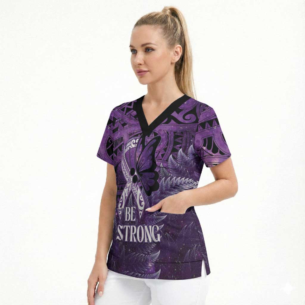 Lupus Awareness Month New Zealand Scrub Top Be Strong Warrior Maori Silver Fern