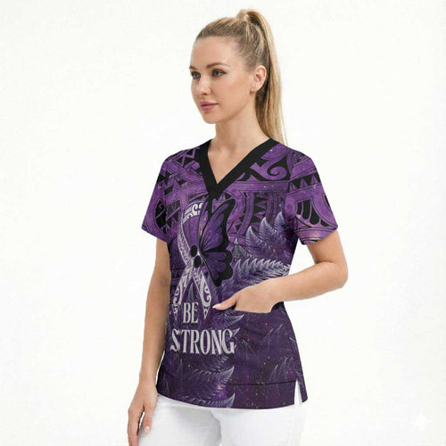 Lupus Awareness Month New Zealand Scrub Top Be Strong Warrior Maori Silver Fern