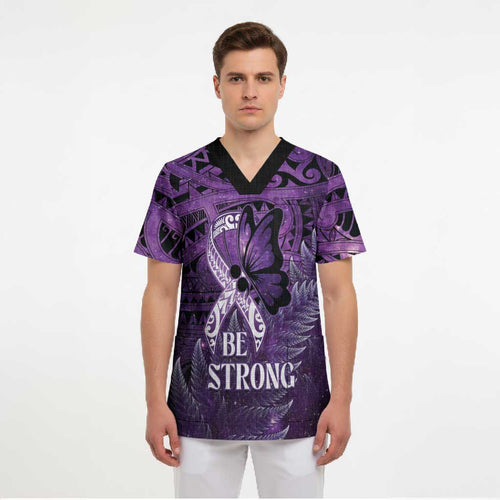 Lupus Awareness Month New Zealand Scrub Top Be Strong Warrior Maori Silver Fern