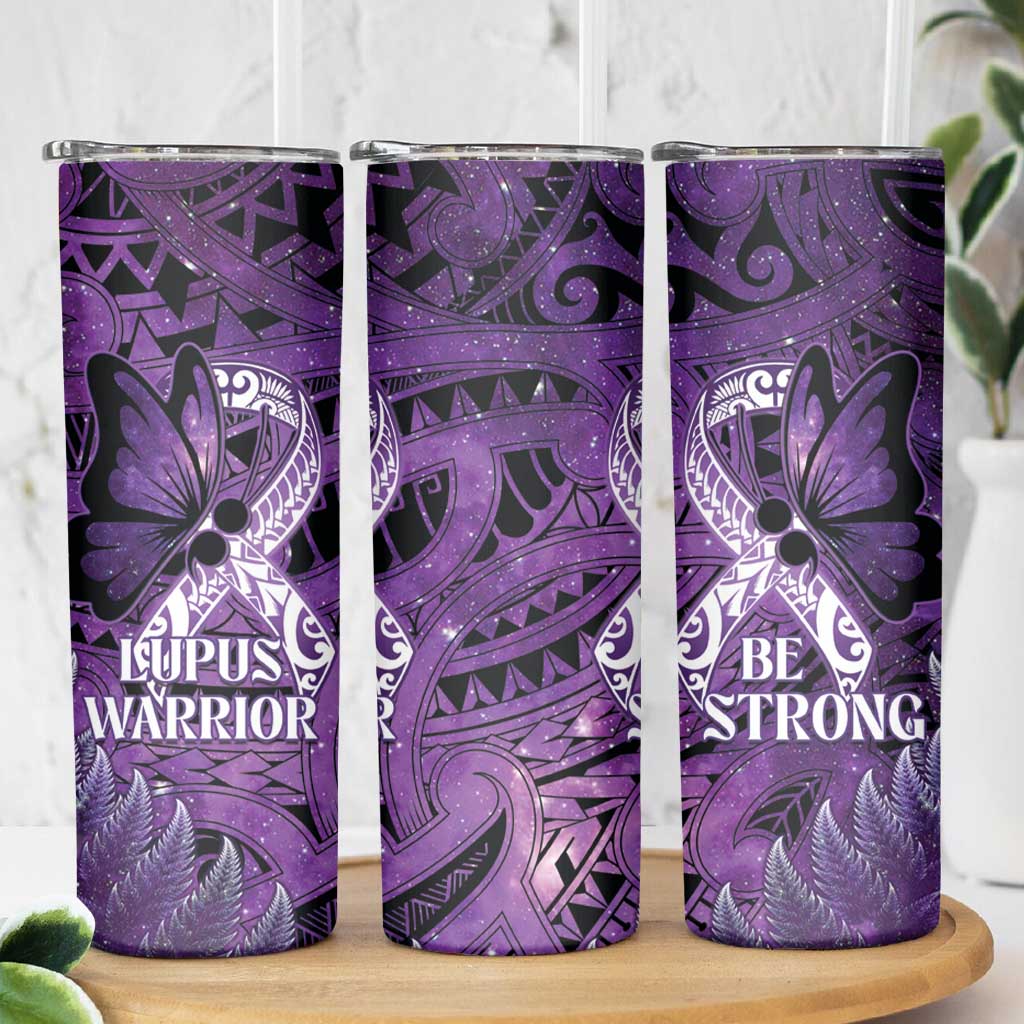 Lupus Awareness Month New Zealand Skinny Tumbler Be Strong Warrior Maori Silver Fern