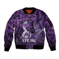 Lupus Awareness Month New Zealand Sleeve Zip Bomber Jacket Be Strong Warrior Maori Silver Fern