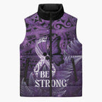 Lupus Awareness Month New Zealand Sleeveless Puffer Jacket Be Strong Warrior Maori Silver Fern