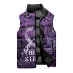 Lupus Awareness Month New Zealand Sleeveless Puffer Jacket Be Strong Warrior Maori Silver Fern