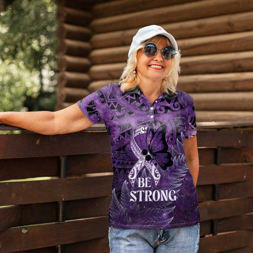 Lupus Awareness Month New Zealand Women Polo Shirt Be Strong Warrior Maori Silver Fern