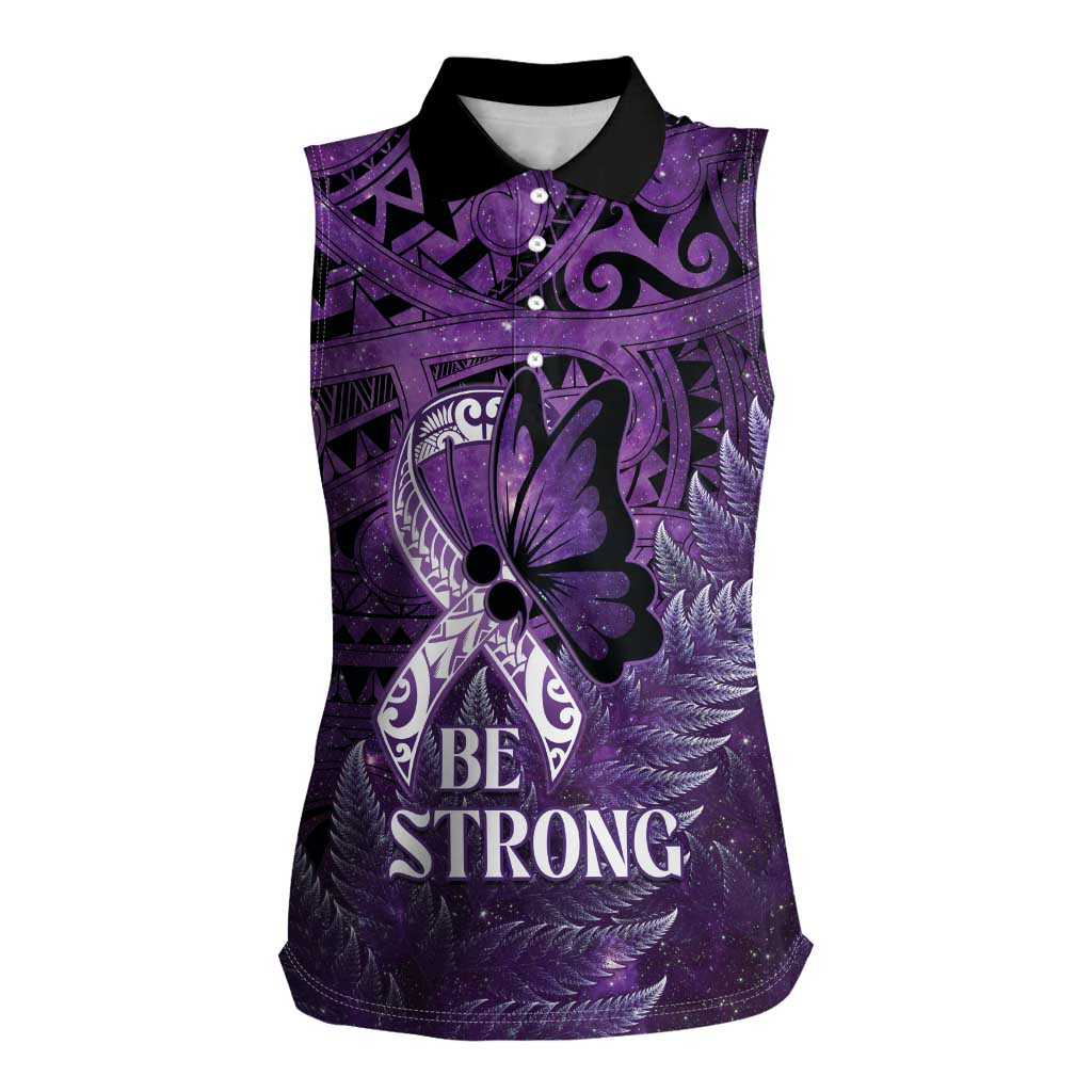 Lupus Awareness Month New Zealand Women Sleeveless Polo Shirt Be Strong Warrior Maori Silver Fern