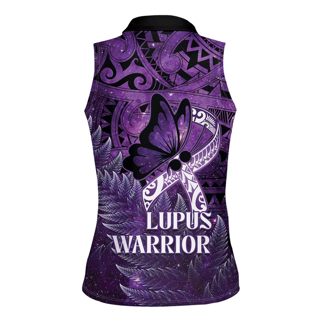 Lupus Awareness Month New Zealand Women Sleeveless Polo Shirt Be Strong Warrior Maori Silver Fern