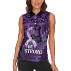 Lupus Awareness Month New Zealand Women Sleeveless Polo Shirt Be Strong Warrior Maori Silver Fern