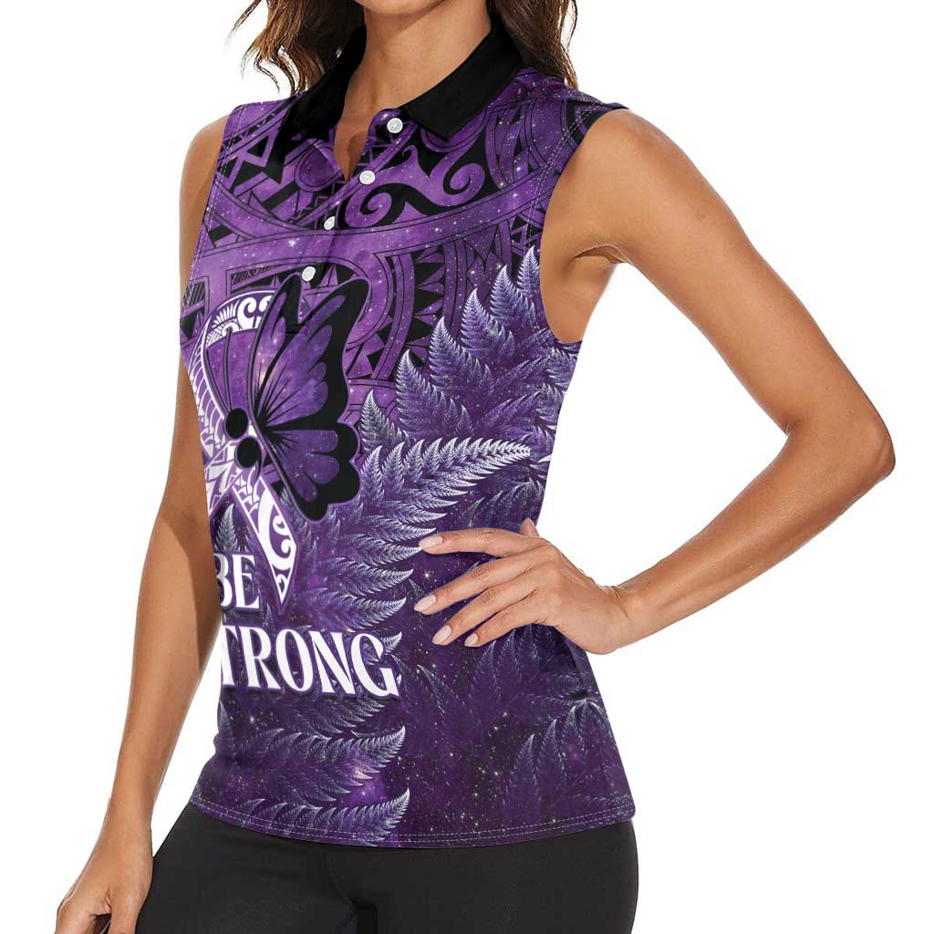 Lupus Awareness Month New Zealand Women Sleeveless Polo Shirt Be Strong Warrior Maori Silver Fern