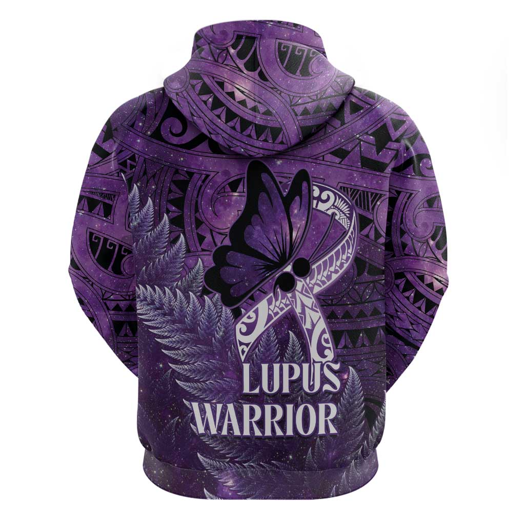Lupus Awareness Month New Zealand Zip Hoodie Be Strong Warrior Maori Silver Fern