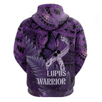 Lupus Awareness Month New Zealand Zip Hoodie Be Strong Warrior Maori Silver Fern