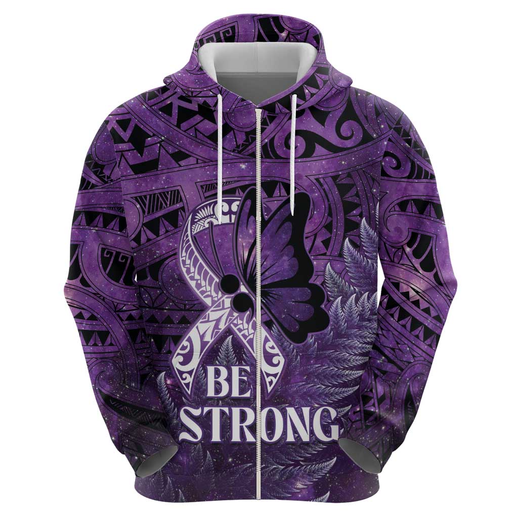 Lupus Awareness Month New Zealand Zip Hoodie Be Strong Warrior Maori Silver Fern