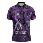 Lupus Awareness Month New Zealand Zipper Polo Shirt Be Strong Warrior Maori Silver Fern