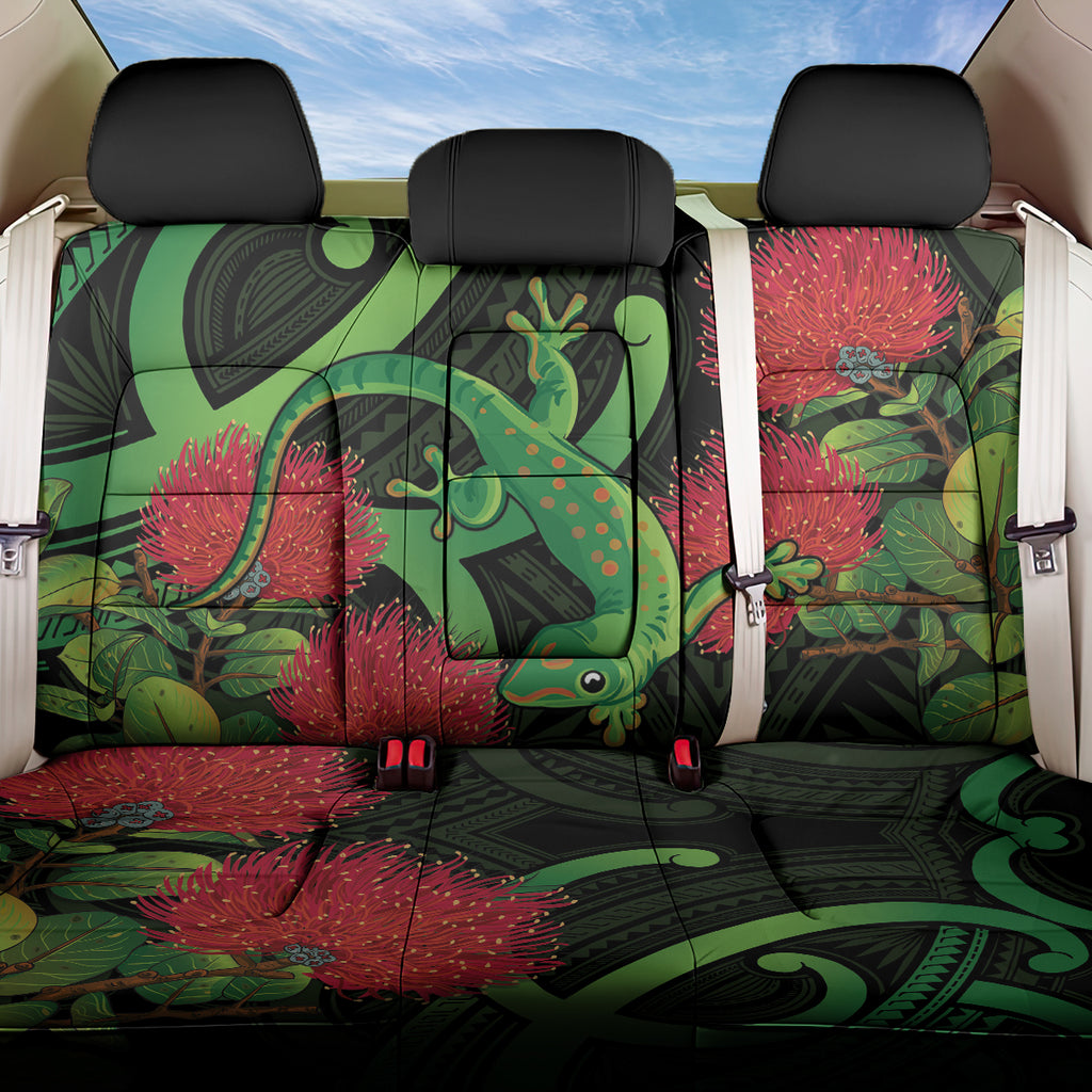 New Zealand Gecko Back Car Seat Cover Aotearoa Maori With Pohutukawa Flowers