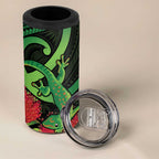New Zealand Gecko 4 in 1 Can Cooler Tumbler Aotearoa Maori With Pohutukawa Flowers